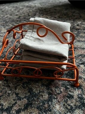 Vintage Orange Decorative Metal Napkin Holder
